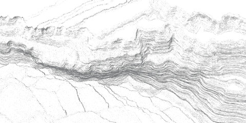 Obraz premium Abstract topographic map with layered gray contour lines and stippled texture topography