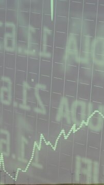 Vertical video: Dotted line showing making green chart rising arrow lifting spike pulsing wind gain