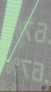 Vertical video: Overlay loading, green chart climbing, arrow appearing, showing rising wind power