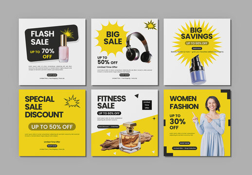 Discount Promotion Social Media Design Set