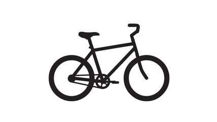 Fototapeta premium Bicycle minimalist icon with black silhouette frame, wheels and handlebars, simple flat vector pictogram isolated on white
