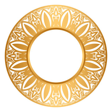 Luxury Gold circle Mandala Transparent Background Floral Islamic
