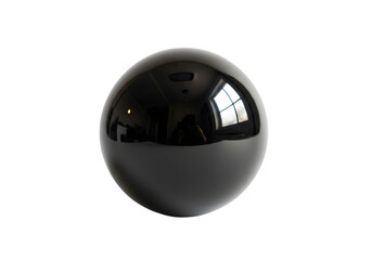 Sleek black reflective sphere on white background