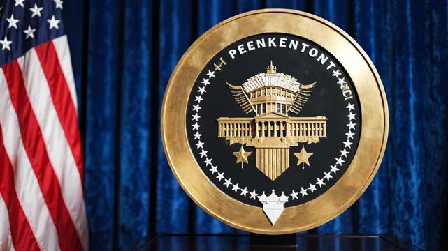 Presidential seal with American flag