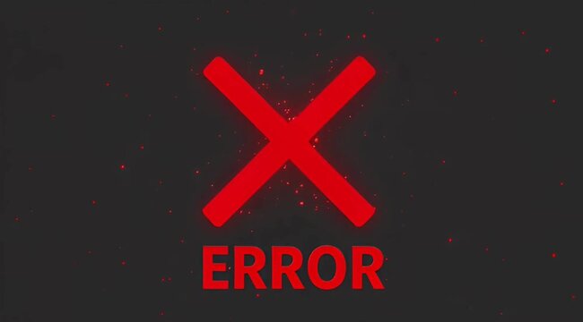 A visually striking rendering of a red error message and red X symbol