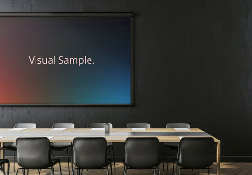 Modern Conference Room Screen Mockup PSD