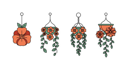 Hanging Flower Line abstract colorful design illustration