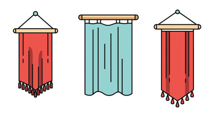 Hanging Fabric Line creative modern color illustration