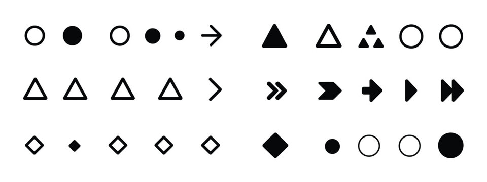 Fl&egrave;che Bullet List Icons for PowerPoint Presentation, Vector Arrow Collection for Slides
