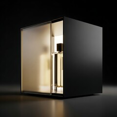 modern perfume bottle in a black box