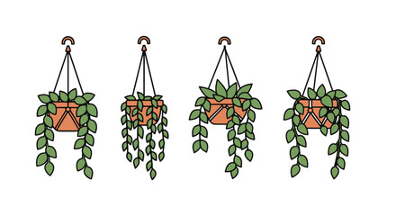 Hanging Plant Line creative smooth modern illustration