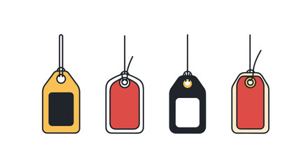 Hanging tag Line art minimal digital color illustration