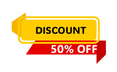 Discount Offer Poster &ndash; Yellow Banner with Red Ribbon