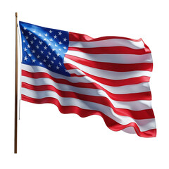 Fototapeta premium An illustration of the national flag of the United States featuring red and white stripes with white stars on a blue banner waving in the wind as a patriotic symbol of American freedom