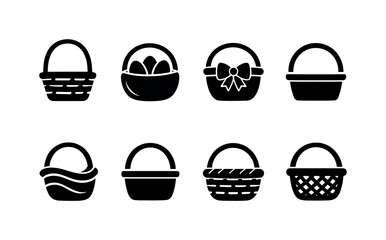 Fototapeta premium Modern one line spring basket set. Filled icon set of Modern one line spring basket set: one line basket with
