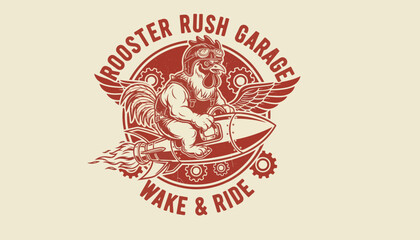 Vintage Garage Logo with Rooster Design. © MuhArif