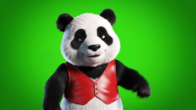 Panda Character Pointing and Waving Gesture.