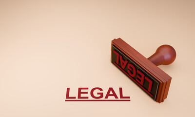3D Illustration of Legal Approval Rubber Stamp on Minimal Background, Law, Compliance and Business Regulation Concept