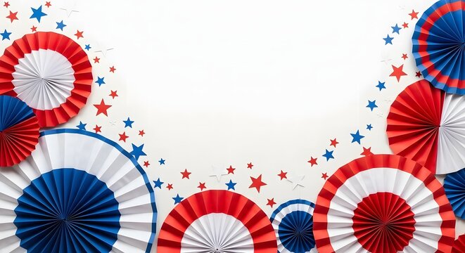 Celebrate labor day with patriotic fan decorations and red white blue star accents