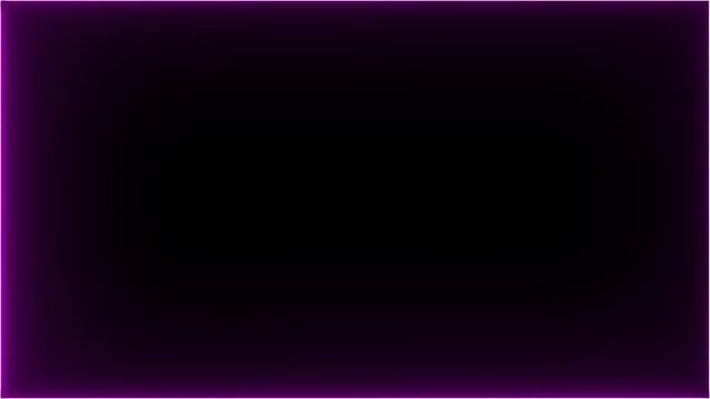 Abstract glowing purple neon light border frame on a solid black background, modern futuristic digital design element