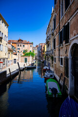 View of the canals of Venice (Italy)