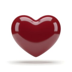 A vibrant red heart symbolizing love and affection in a glossy 3d render.