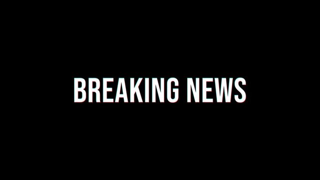 BREAKING NEWS Text Glitch Digital Broadcast Alert