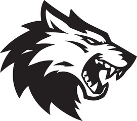 Obraz premium Aggressive Wolf Head Mascot Logo Black and White Vector Illustration