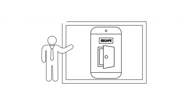 Escape Room Concept Illustration - Man and Escape Pod.