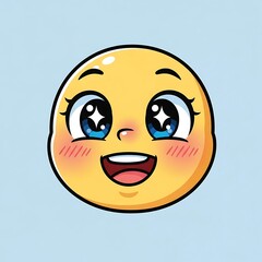 Fototapeta premium Smiling face emoticon with rosy cheeks.