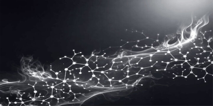 An abstract vector illustration of a powerful electric lightning bolt flashing through a dark night sky during a digital storm to create a high-energy nature background design