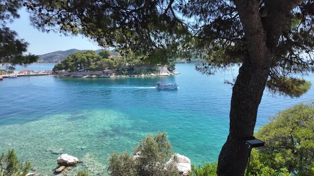 Amazing view of coastline of Skiathos Town, Sporades, Thessaly, Greece