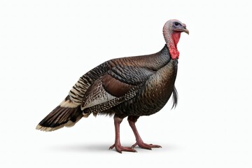 Fototapeta premium Turkey bird isolated on white background photorealistic full body detailed feathers studio lighting wildlife cutout