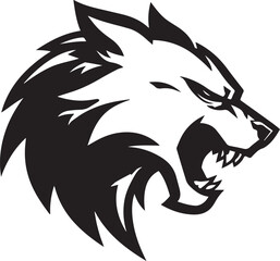 Fototapeta premium Aggressive Wolf Head Mascot Logo Black and White Vector Illustration