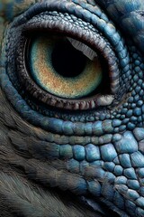 Naklejka premium Extreme close up reveals intricate texture of vibrant reptilian or avian eye