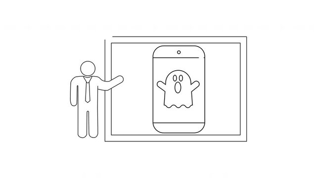 Ghost App Presentation - Spooky Tech Concept Illustration.
