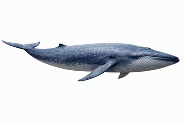 Fototapeta premium Blue whale isolated on white, majestic full body marine mammal photorealistic ocean wildlife
