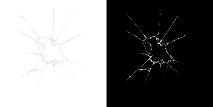 Broken Frosted Glass Crack Overlay Light PNG