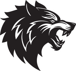 Obraz premium Aggressive Wolf Head Mascot Logo Black and White Vector Illustration