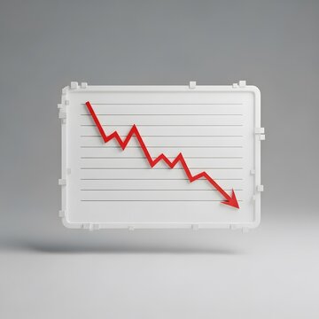 Declining trend graph with red arrow