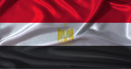 National flag of Egypt with cloth texture. Egypt flag with realistic texture background