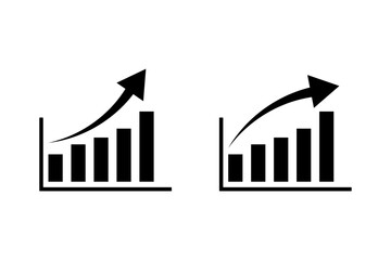 Two black bar graphs with upward trending arrows on white background