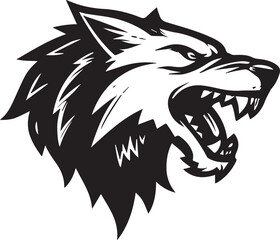 Fototapeta premium Aggressive Wolf Head Mascot Logo Black and White Vector Illustration