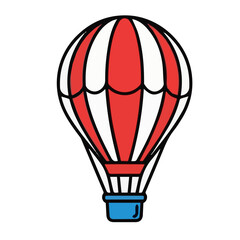 Obraz premium Hot Air Balloon Illustration: A vibrant hot air balloon, its colorful stripes and intricate design, offers a sense of adventure, symbolizing freedom and the thrill of exploration. 