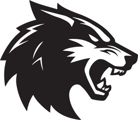 Obraz premium Aggressive Wolf Head Mascot Logo Black and White Vector Illustration