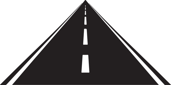 Straight Road Perspective Silhouette Vector, Highway. Way for transport. with dashed lines, white markings. Road to horizon illustration