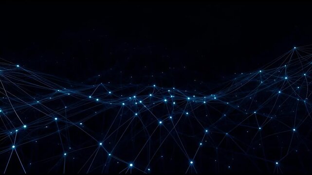 A mesmerizing network of glowing nodes and lines against a dark background.