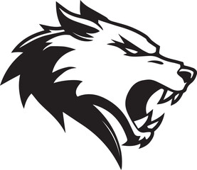 Obraz premium Aggressive Wolf Head Mascot Logo Black and White Vector Illustration