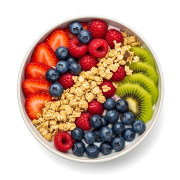 Healthy breakfast bowl with yogurt, berries, kiwi and granola