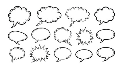 Fototapeta premium Speech Bubbles Collection: A versatile collection of speech bubbles for diverse communication purposes, ideal for conveying thoughts, ideas, and messages in various styles. 